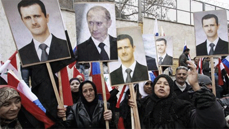 sirios manifiestan su apoyo al presidente Bashar al Assad Obama y Putin, acuerdo contra Daesh y discrepancia sobre Al Assad